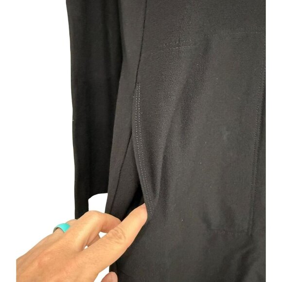 Eileen Fisher System Crepe Knit Mandarin Collar Two-Way Zipper Longline Jacket M - Picture 4 of 10